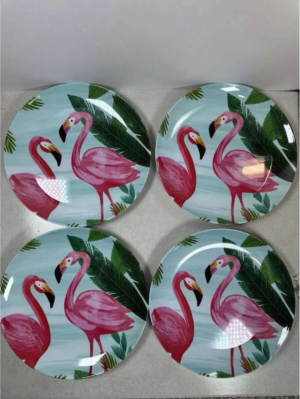 Tommy Bahama Flamingo Melamine Salad Plates Set Of 4 Tropical Florida Beachy